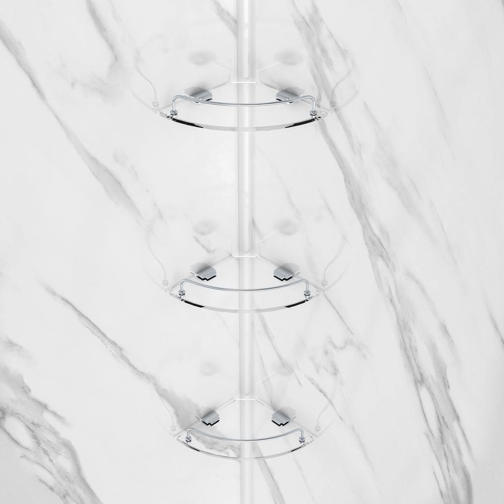 36'' W x 79'' H Chrome Neo-Angle Shower Kit with Marble Finish
