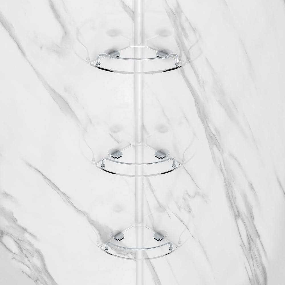Capri 38'' Chrome Neo-Angle Shower Kit with Marble Pattern