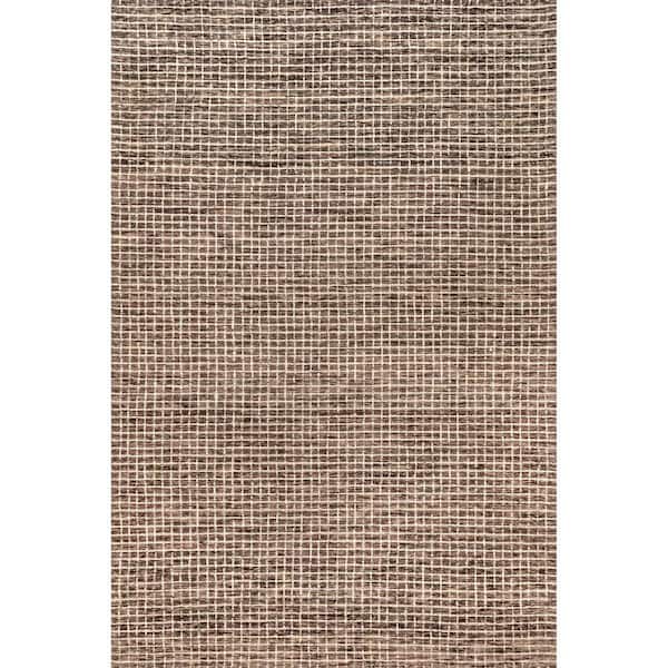 RUGS USA Melrose Checked Wool Brown 10 ft. x 14 ft. Area Rug
