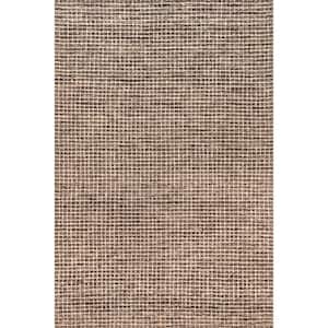 Arvin Olano Melrose Checked Wool Brown 2 ft. x 8 ft. Casual Runner Rug