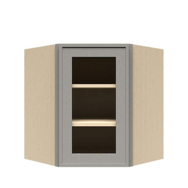 Slim Shaker Assembled 24 in. W x 30 in. H x 12 in. D Wall Diagonal Corner Kitchen Cabinet in Gray