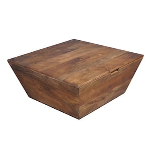 Farmhouse Style 36 in. Brown Square Wood Coffee Table with 1 Drawer