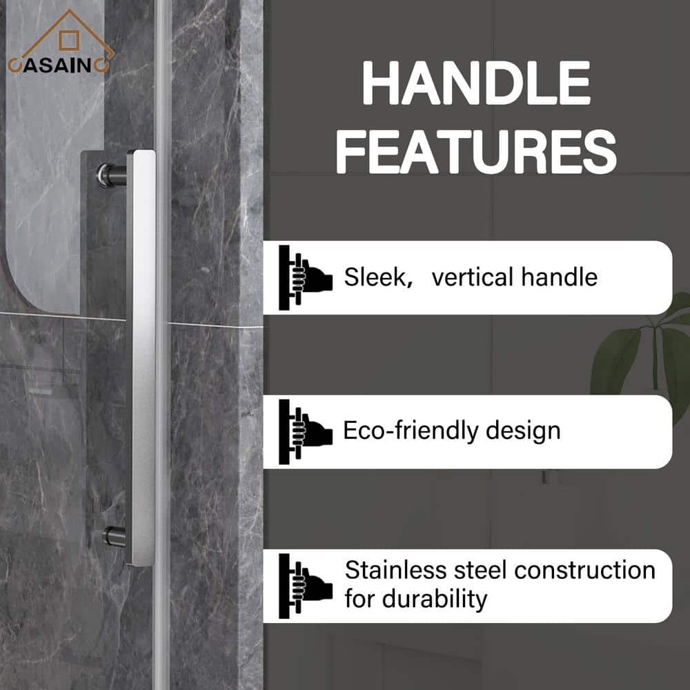 60" x 76" Frameless Brushed Nickel Double Sliding Shower Door