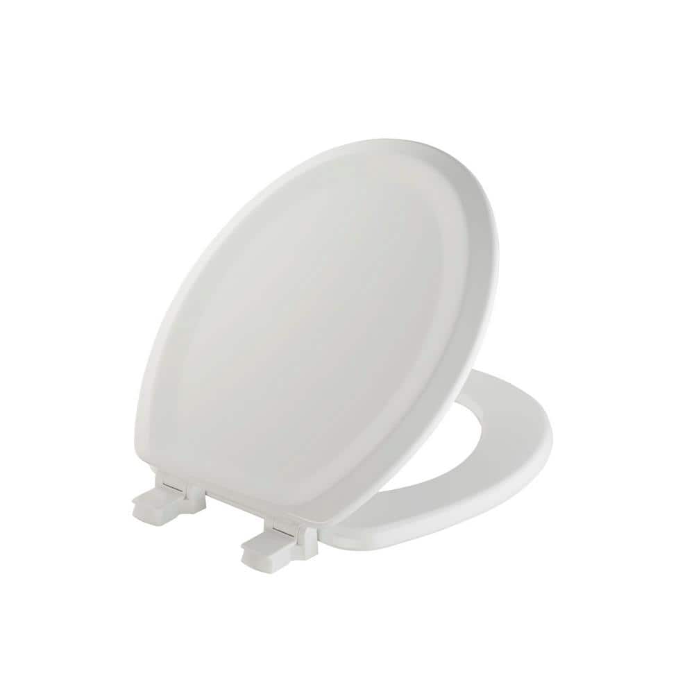 Mayfair Sculptured Traditional Round Closed Front Enameled Wood Toilet Seat in White Removes for