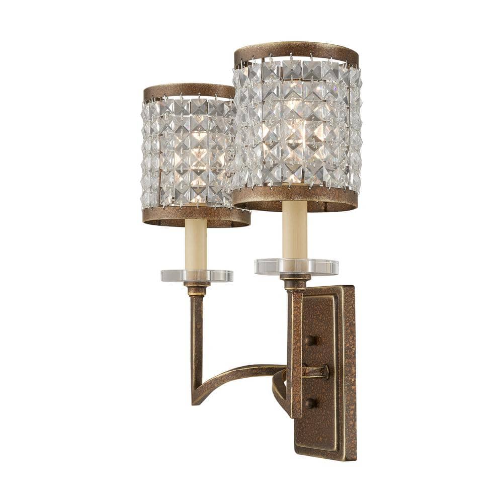 Grammercy Palacial Bronze 2-Light Crystal Sconce