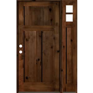 46 in. x 80 in. Alder 3 Panel Right-Hand/Inswing Clear Glass Provincial Stain Wood Prehung Front Door w/Right Sidelite