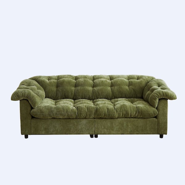 71 in. Square Arm Velvet Modern Straight Sofa Couch in Pink