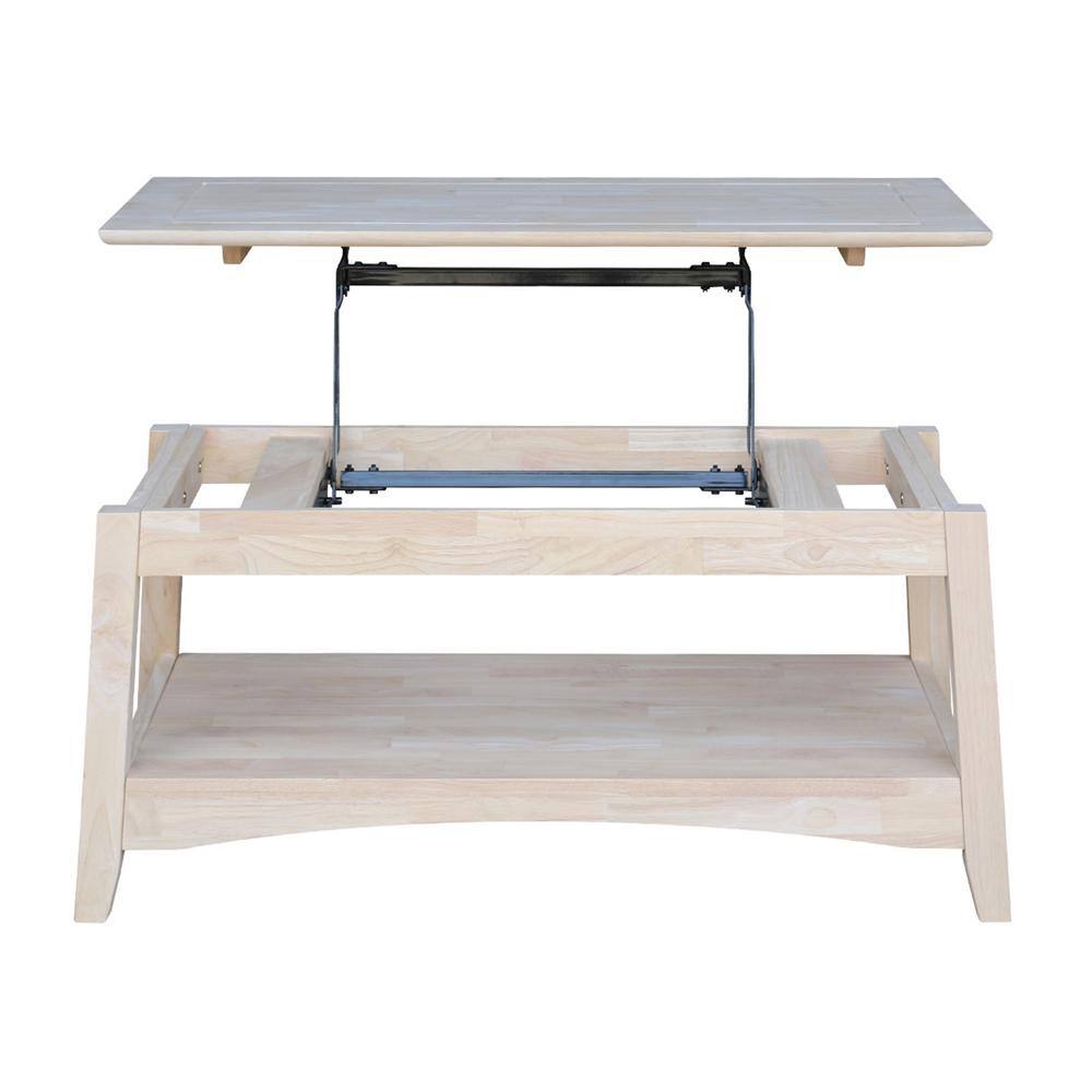 Solid Parawood Bombay Tall Lift-Top Coffee Table in Natural Finish
