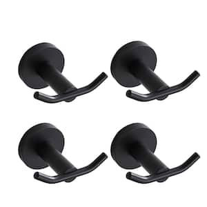 Bath 4 Pack Knob-Hook Double Robe/Towel Hook Double Robe Hook in Matte Black