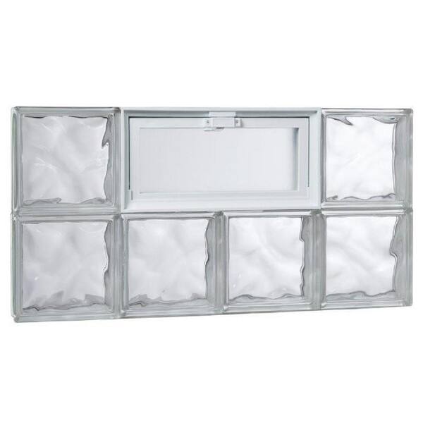 TAFCO WINDOWS 31 in. x 15.75 in. x 3.125 in. Wave Pattern Glass Block Masonry Window with Vent