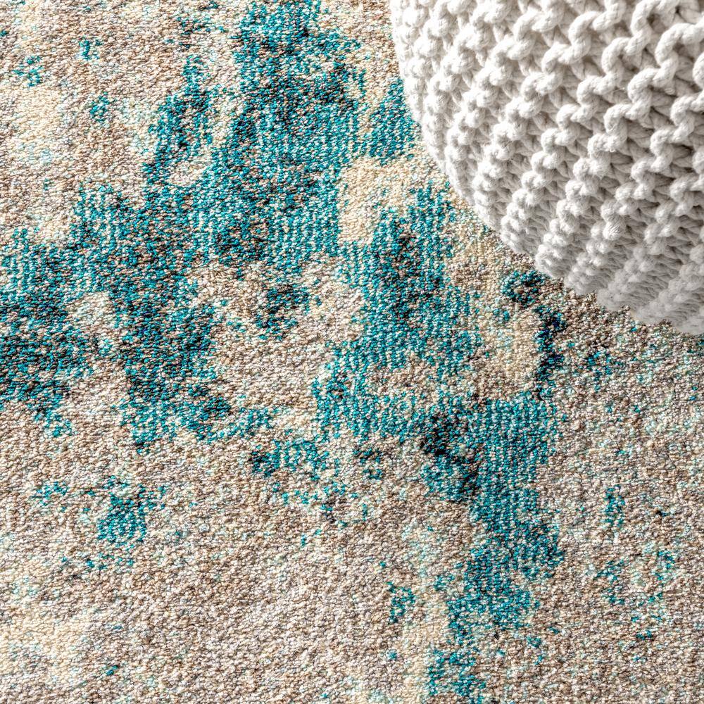 Contemporary Blue and Gray Abstract 5x8 Area Rug