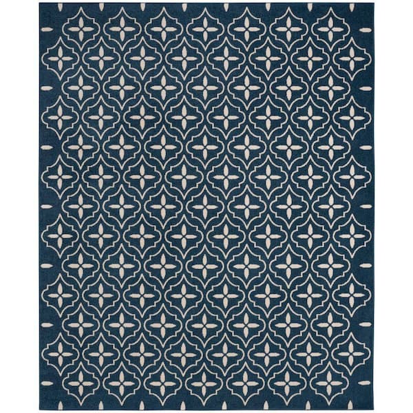 Nourison Essentials Navy Ivory 6 ft. x 9 ft. Moroccan Contemporary Area Rug