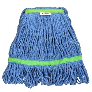 1 in. Head and Tail Bands Blue Loop End 24 oz. Cotton Replacement Mop Head Refill, Green (2-Pack)