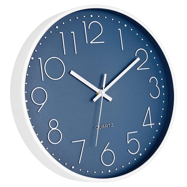 Afoxsos 14 in. Cerulean Analog Plastic Battery Operated Silent Non-ticking Wall Clock