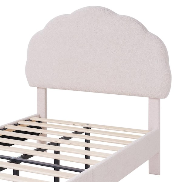 Amerlife Celeste Twin Bed Frame Velvet Upholstered Bed Cloud