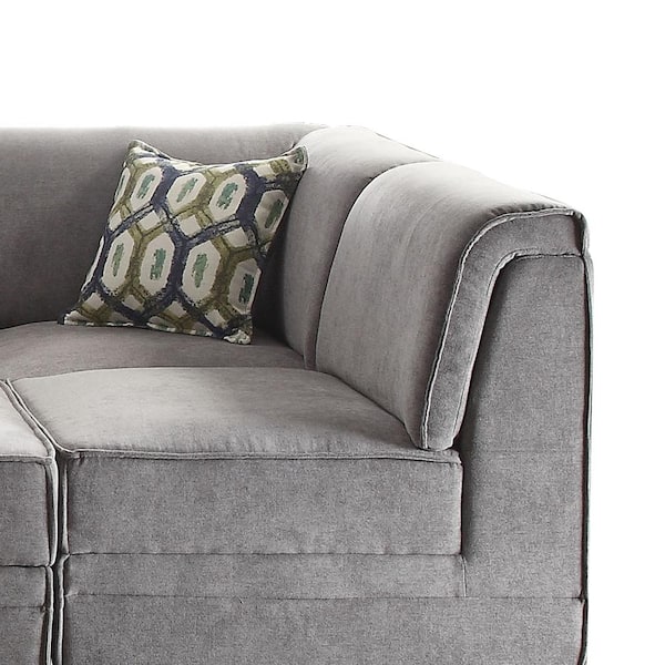 Acme Furniture Bois Gray Velvet Velvet Square Accent Ottoman 53780 