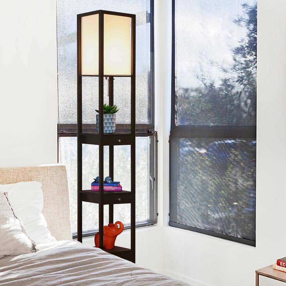 Maxwell Smart Shelf Floor Lamp with LED and Voice Assistant - Black