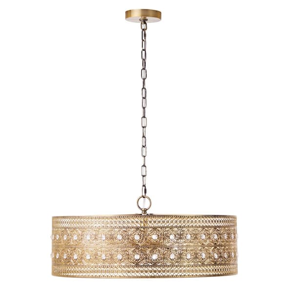 Brianna 3-Light Chandelier with Brass and Crystal Shade