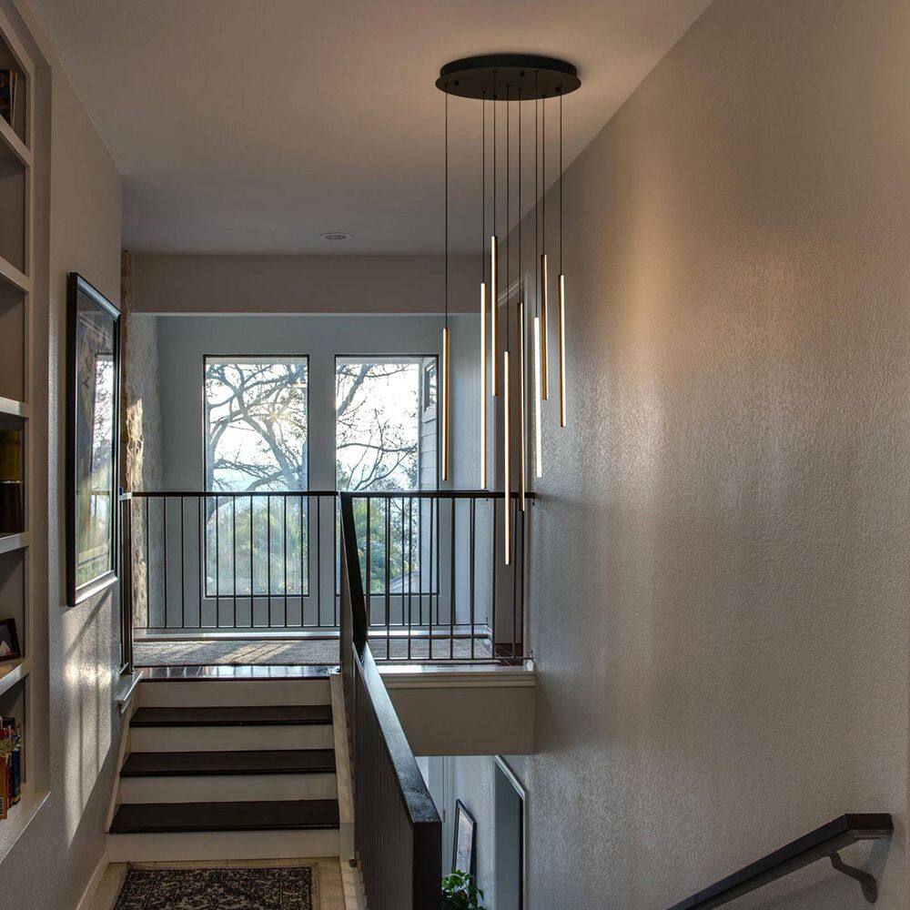 Adelman 8-Light Black Dimmable Integrated LED Chandelier for Living Room Stairs Foyer, Cluster High Ceiling Pendant price history on PriceWatchPro