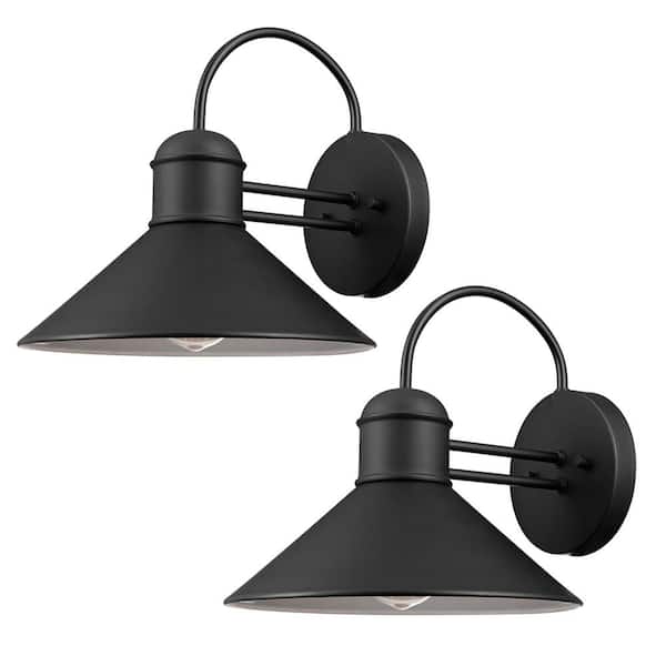 Globe Electric Sebastien Black Industrial Outdoor 1-Light Wall Sconce (2-Pack)