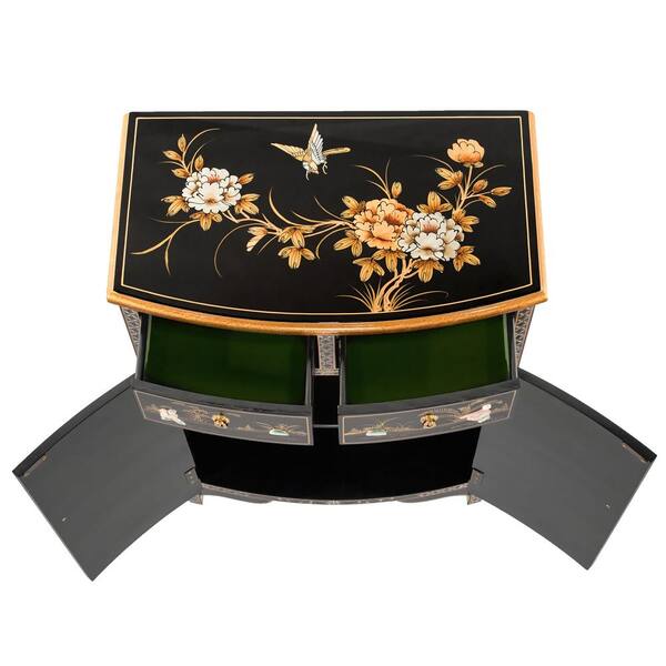 CFK88b 展示品 キムデザインスタジオ ニューオールドライト Mサイズ 黒 Oriental Furniture Black Lacquer Royal Ladies Half-Round