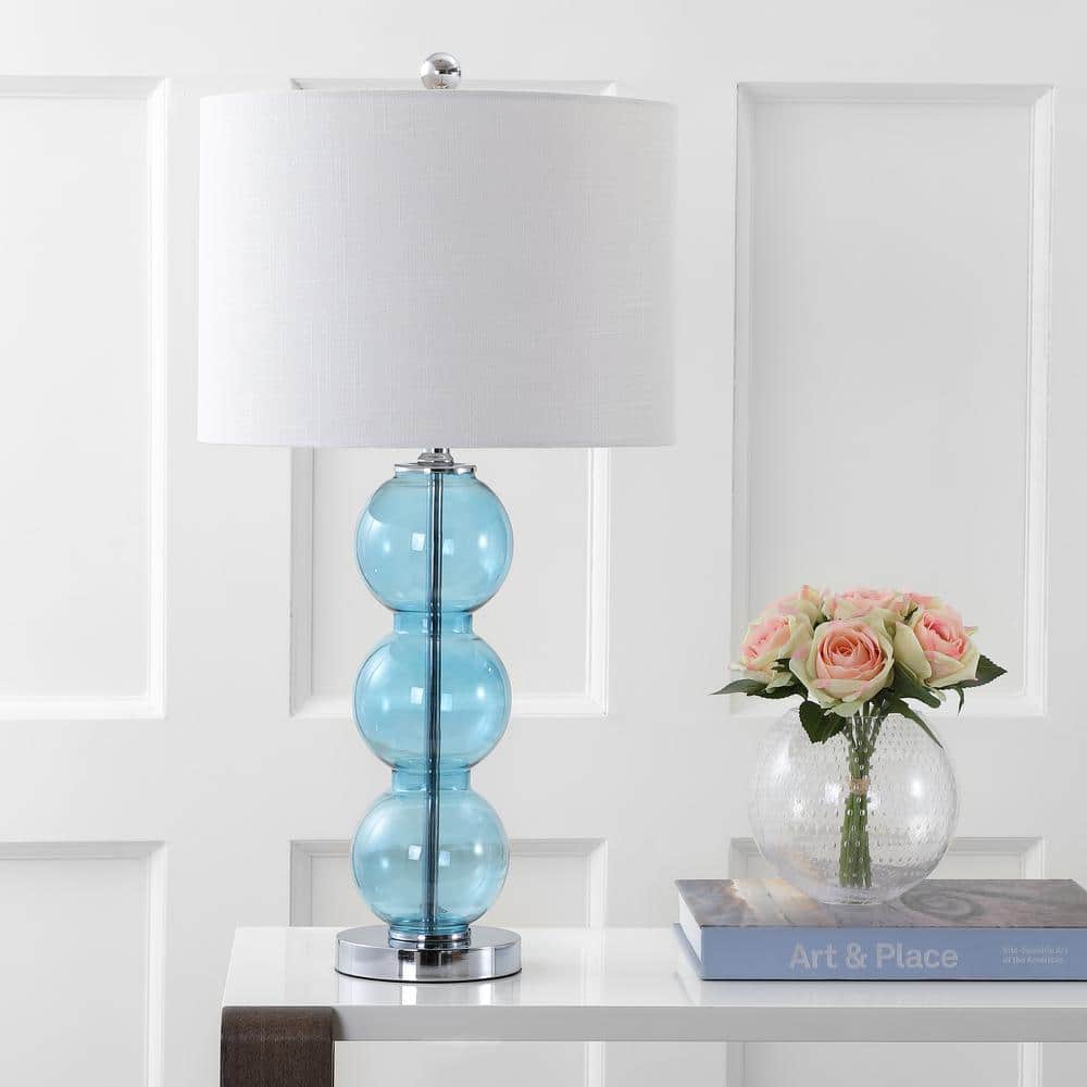 Bella 27" Sky Blue Glass Triple-Sphere Table Lamp Set