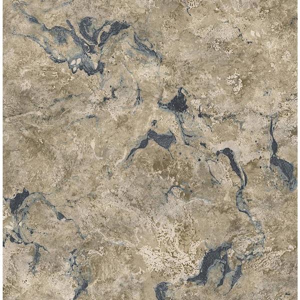 Seabrook Designs 60.75 sq. ft. Metallic Mushroom Large Marble Embossed Vinyl Unpasted Wallpaper Roll