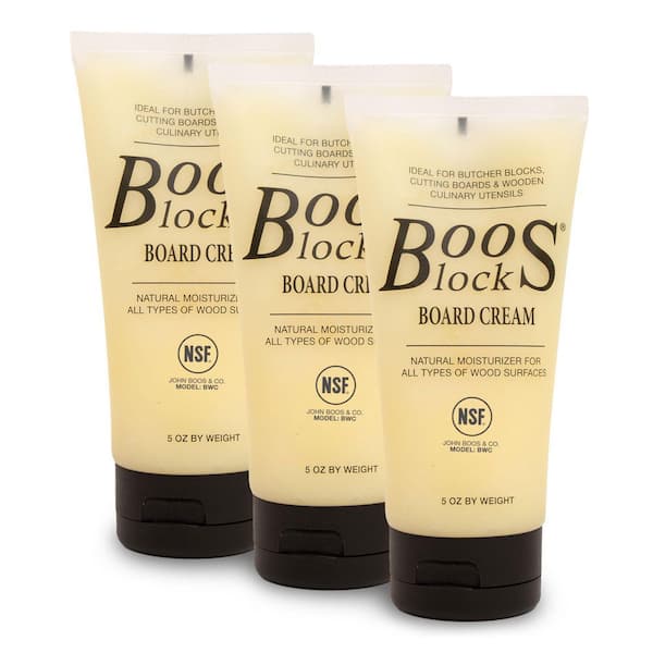 3-Piece Block Wooden Butcher Block Board Natural Moisture Cream, 5 Oz