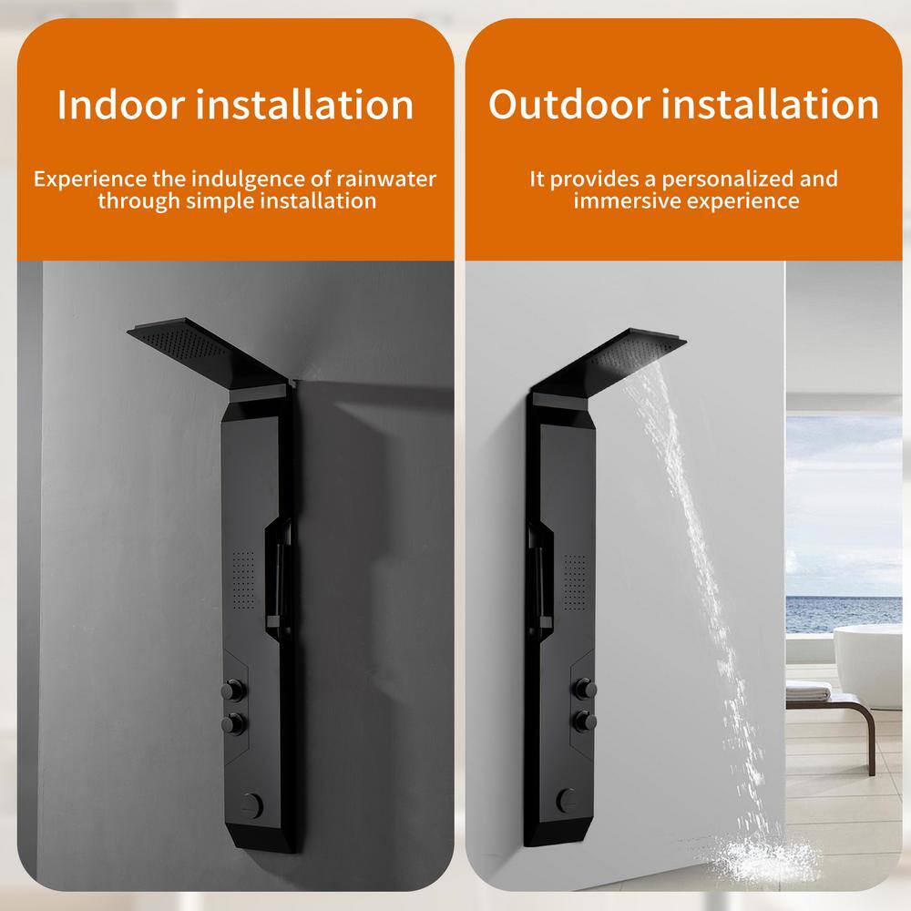Black Solid Brass Multi-Function Shower Panel System