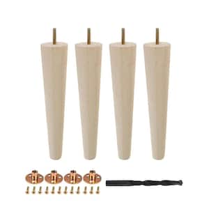 10 in. x 2-1/8 in. Mid-Century Unfinished Hardwood Round Taper Leg (4-Pack)