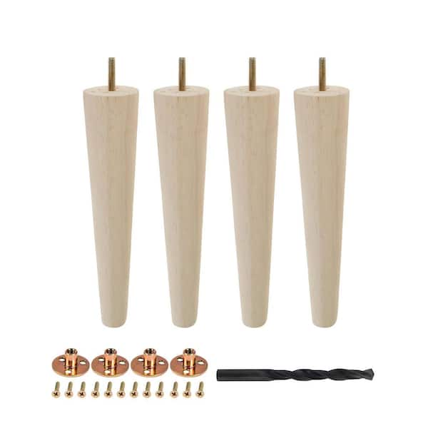 American Pro Decor 10 in. x 2-1/8 in. Mid-Century Unfinished Hardwood Round Taper Leg (4-Pack)