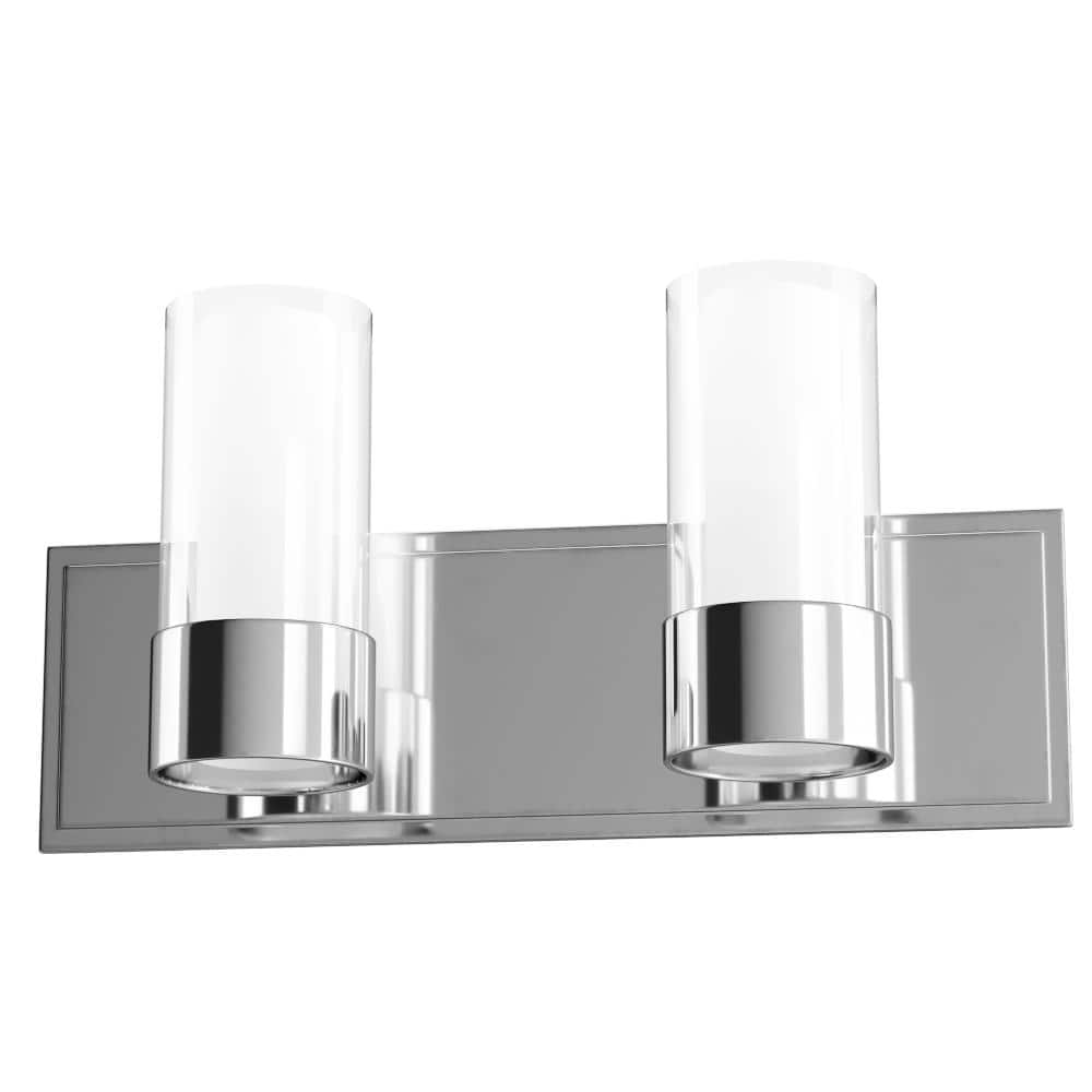 Polished Chrome 2-Light Glass Shade Bath Vanity