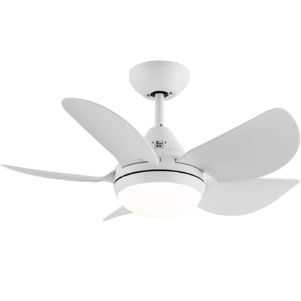 PUDO 30 in. Integrated LED Indoor White Ceiling Fan Lighting with 5 ABS Blades