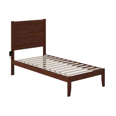 AFI NoHo 38-1/4 in. W Walnut Twin Size Solid Wood Frame with Attachable USB Charger Platform Bed, Brown