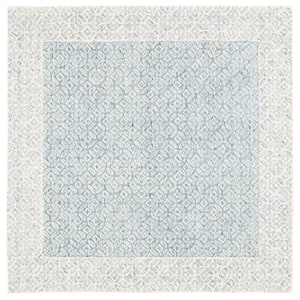 Abstract Blue/Ivory 6 ft. x 6 ft. Floral Trellis Square Area Rug