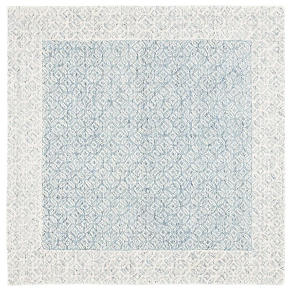 SAFAVIEH Abstract Blue/Ivory 6 ft. x 6 ft. Floral Trellis Square Area Rug