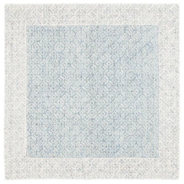 SAFAVIEH Abstract Blue/Ivory 6 ft. x 6 ft. Floral Trellis Square