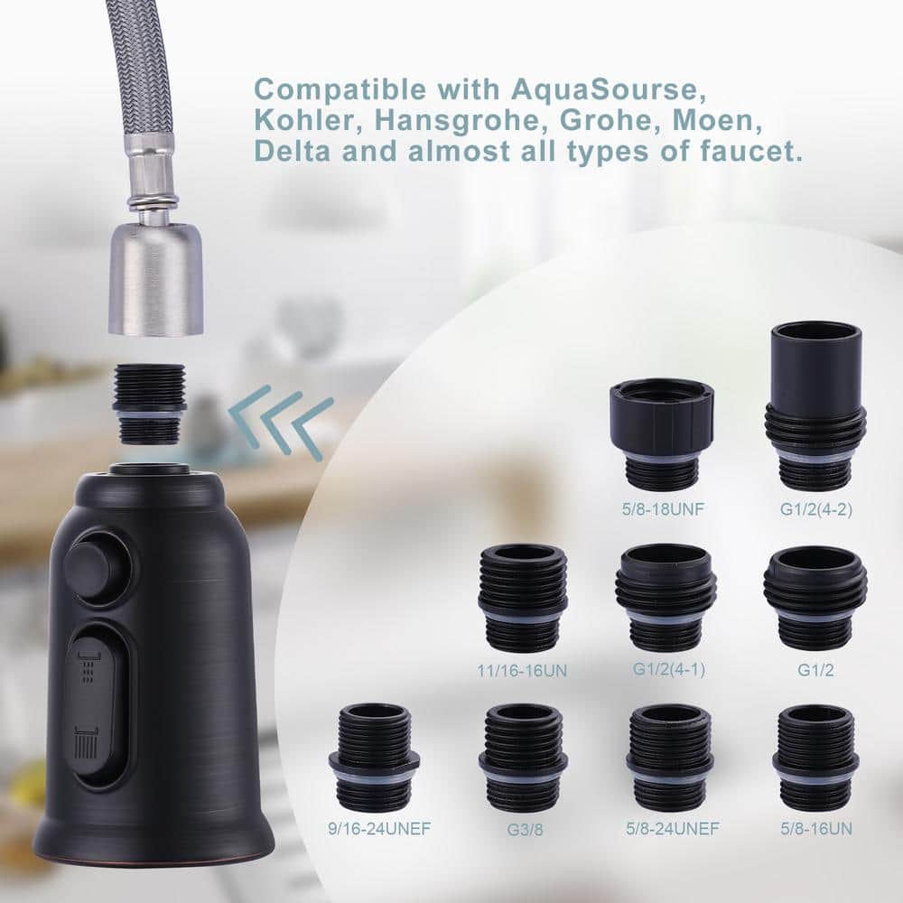 Oil Rubbed Bronze Kitchen Faucet Spray Head with 9 Adapters