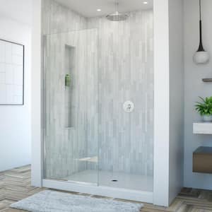 Linea 34 in. x 72 in. Semi-Frameless Fixed Shower Screen in Chrome without Handle