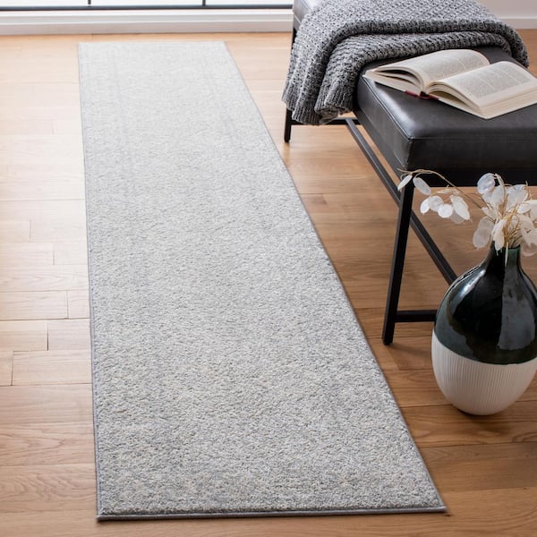 Tulum 2 ft. x 13 ft. Light Gray/Ivory Border Geometric Diamonds Runner Rug