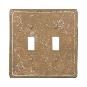 Faux Stone 2 Gang Toggle Resin Wall Plate - Noche