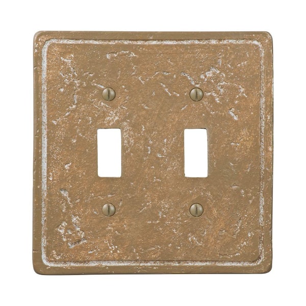 AMERELLE Faux Stone 2 Gang Toggle Resin Wall Plate - Noche