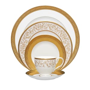 Summit Gold 5-Piece Gold Bone China Place Setting, Service for 1