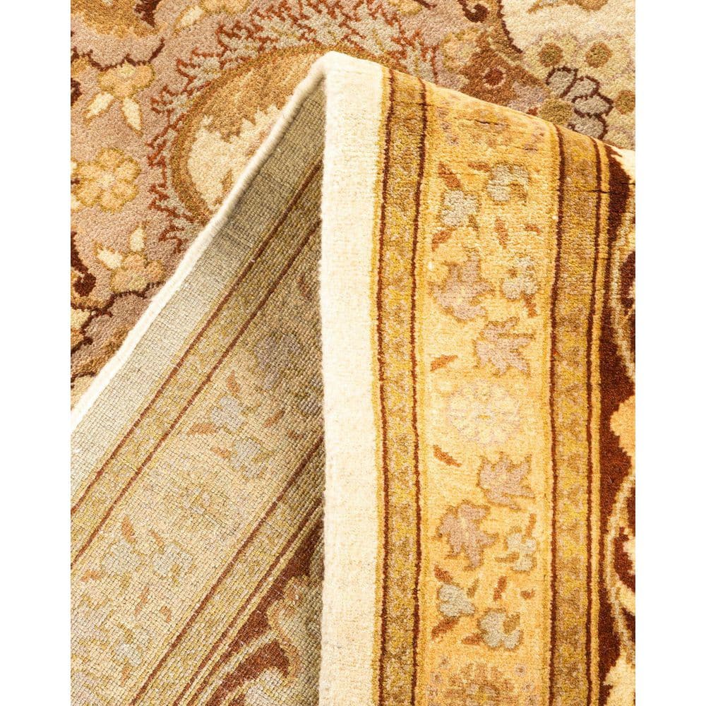 Elegant Ivory Hand-Knotted Wool Oriental Area Rug, 9'3" x 16'0"
