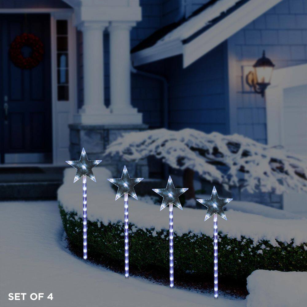Shooting Star LED Pathway Stakes, 4-Pack, Cool White