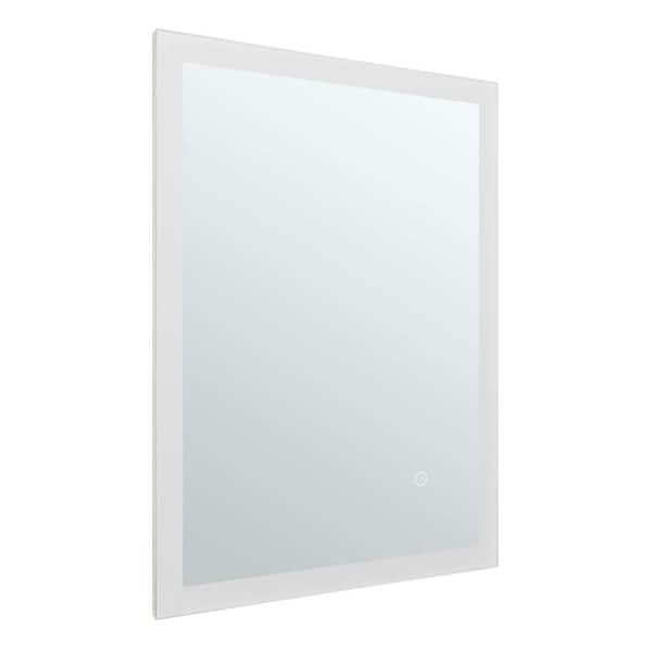 FINE FIXTURES 18 in. W x 24 in. H Small Rectangular Frameless LED Anti-Fog Ceiling Wall Mount Bathroom Vanity Mirror in Silver