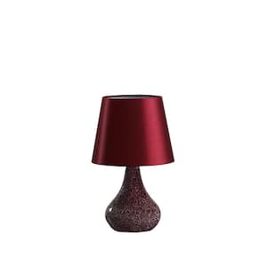 11 in. Red Table Lamp with Burgundy Globe Shade