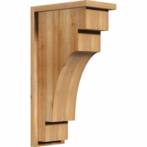 Ekena Millwork 8 in. x 14 in. x 26 in. Mediterranean Rough Sawn Western Red Cedar Corbel with Backplate