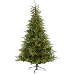 Nearly Natural 8 ft. Pre-Lit White Artificial Christmas Tree with 450 ...