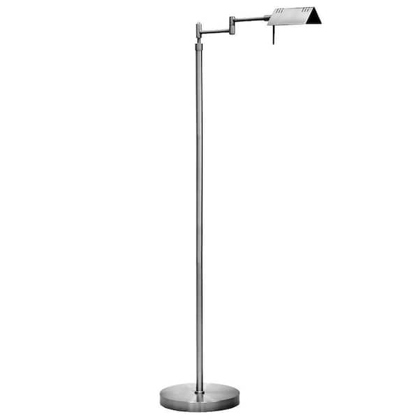 FL05D, 55 in. Silver, Full Range Dimmable LED Pharmacy Floor Lamp, 12W LED, 360° Swing Arms, Adjustable Heights